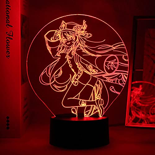 Anime Genshin L Impact 3D Nachtlicht Bunte Acryl LED Illusion Lampe Warme Spiel Schlafzimmer Dekor Atmosphäre Kinder Geburtstagsgeschenk-Ys011._16 Farbe mit Fernbedienung von Lbvrgg
