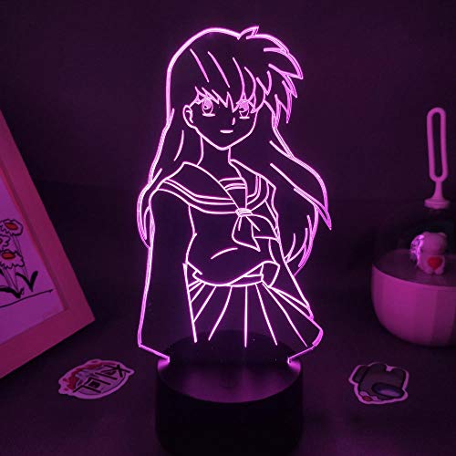 Anime Inuyasha Figur Kagome Higurashi 3D LED RGB Nachtlichter Schlafzimmer Dekorative Tischlampe Illusion Licht-7 Farbe keine Fernbedienung von Lbvrgg