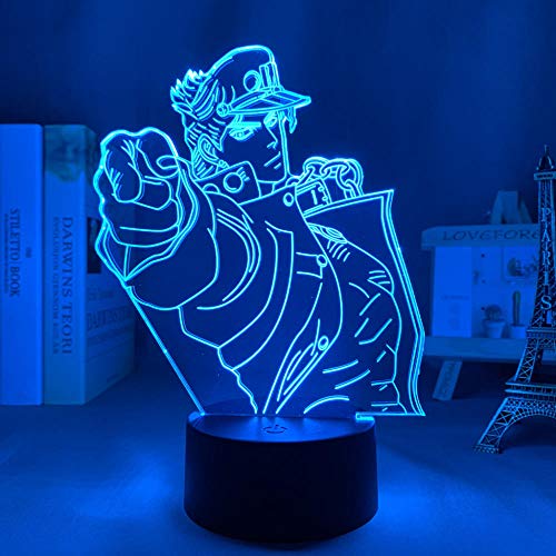 Anime Jojo Bizarre Abenteuerlampe Schlafzimmer Dekor Licht Manga Figur LED Nachtlicht 3D Illusion Licht Jotaro Kujo Geburtstagsgeschenk-7 Farben Keine Fernbedienung_TT5. von Lbvrgg