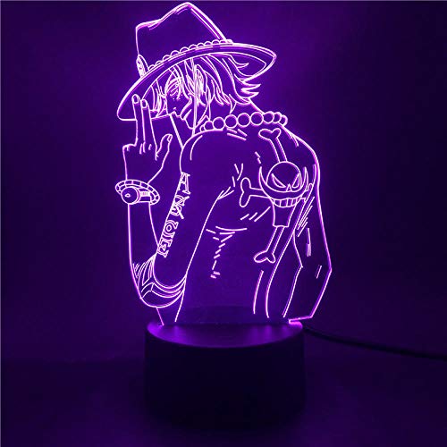 Anime One Piece 3D Figures Night Lights Portas · D · Ace LED Illusion Light Atmosphere Figma Child Birthday Gift-16 color wth remote von Lbvrgg
