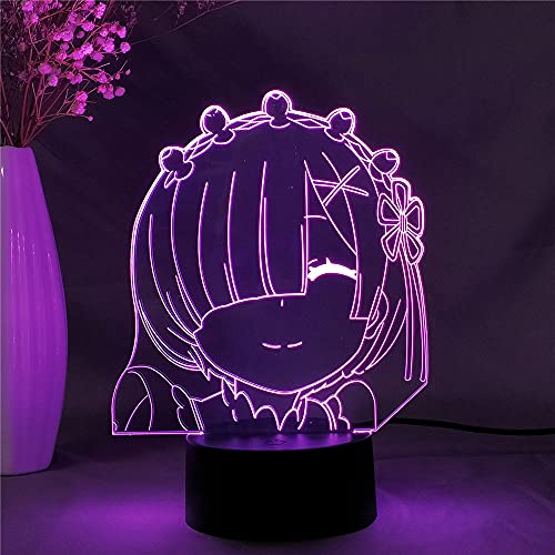 Anime Re: Null REM Abbildung RGB Bunte 3D Nachtlicht Schlafzimmer Raumdekor Tischlampe Manga LED Illusionslampe Kinder Geburtstagsgeschenk-RZ01._16 Farbe mit Fernbedienung von Lbvrgg