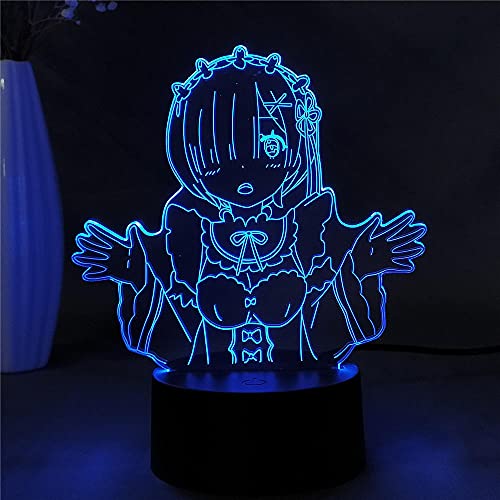 Anime Re: Null REM Abbildung RGB Bunte 3D Nachtlicht Schlafzimmer Raumdekor Tischlampe Manga LED Illusionslampe Kinder Geburtstagsgeschenk-RZ03._16 Farbe mit Fernbedienung von Lbvrgg