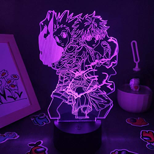 Gon und Killua - 3D Nachtlampe RGB LED Illusion Licht für Schlafzimmertisch Dekoration Anime Hunter X-16 Farbe mit Fernbedienung von Lbvrgg