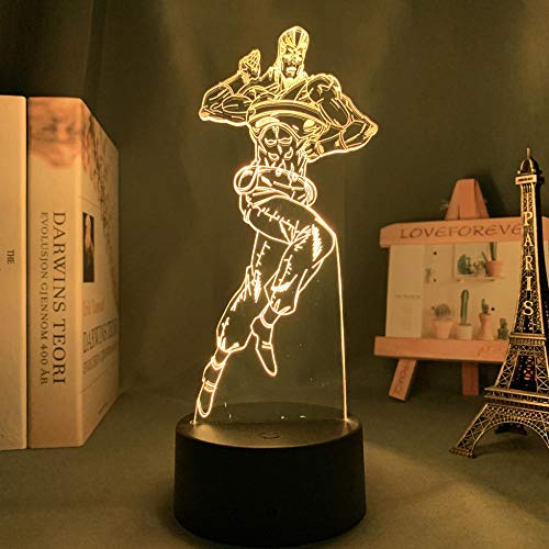 Jojo - Bizarre Adventure Theme 3D Illusion Licht Schlafzimmer Decor Manga Figur Nachtlicht Jean Pierre Polnareff Geburtstagsgeschenk-16 Farbe mit Fernbedienung von Lbvrgg