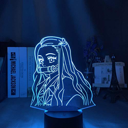 Kimetsu Nein Yaiba Nezuuko Kamado Figur LED Nachtlicht Schlafzimmer Dekor 3D Illusion Licht Kindrentierbare Lampe 3D Demon Slayer-16 Farbe mit Fernbedienung von Lbvrgg