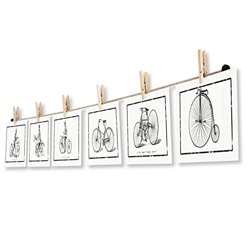 LeTOMA - Fotoseil 60 cm mit 6 Klammern inklusive patentierter Seilhalter ideal um Fotos und Postkarten schnell aufzuhängen - Fotoleine aus hochwertigem Naturhanf - Handmade in Germany von LeTOMA