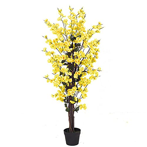 Leaf Design UK Realistischer künstlicher Blütenbaum, 120 cm, Gelb von Leaf
