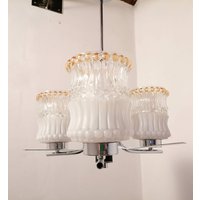 Vintage Deckenlampe/Drei Glühbirnen Kronleuchter Hängelampe Pendelleuchte Mid Century Modern 70Er Jahre Jugoslawien von LeavesInTreasures