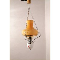 Vintage Hängelampe/Glas Kronleuchter Mid Century Lampe Hellbraune Glaslampe 70Er Jahre Jugoslawien von LeavesInTreasures
