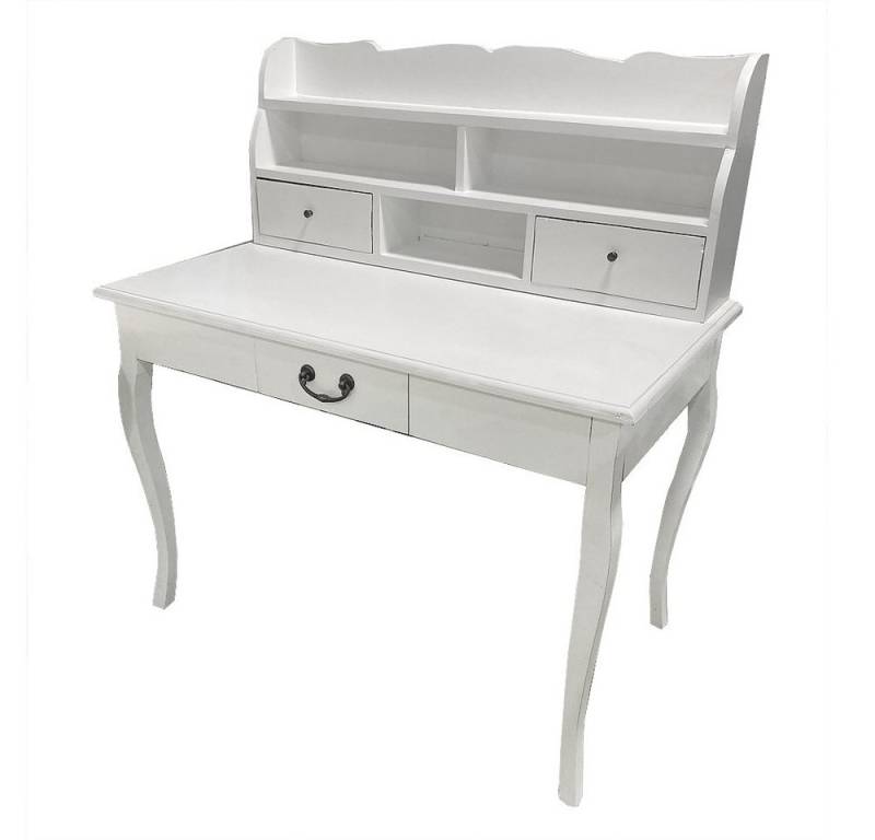 LebensWohnArt Sekretär Schreibtisch Sekretär WHITE im Shabby-Chic Stil von LebensWohnArt