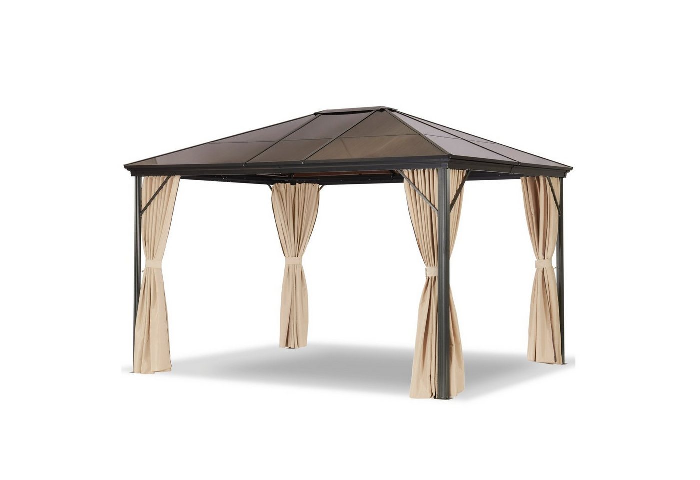 Leco Pavillon Metall-Profipavillon 300 x 365 cm, wasserdichtes Hardtop-Dach von Leco