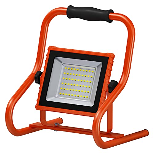 LEDVANCE Worklight LED Akku - 110° LED Baustrahler 10W mit 4 Std. Akkulaufzeit, 2400 Lumen, 4000 K kaltweiß, IP 44 Spritzwasserschutz, schwenkbarem Leuchtenkopf, als Innen und Außenlampe, 30W von Ledvance