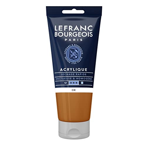 Lefranc Bourgeois 300368 Fine Acrylfarbe - Gold, 80ml Tube, cremige Acrylfarbe auf Wasserbasis, schnell trocknend, lichtecht, wasserfest von Sundeer