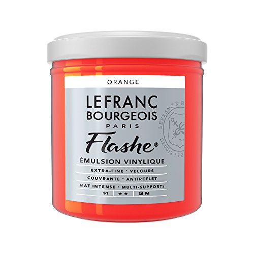 Lefranc Bourgeois 300569 Flashe Acrylfarbe & Vinylfarbe, hochpigmentiert, elastisch, lichtecht, alterungsbeständig, matt, für den Innen- & Außenbereich, 125ml Topf - Orange von Daler Rowney