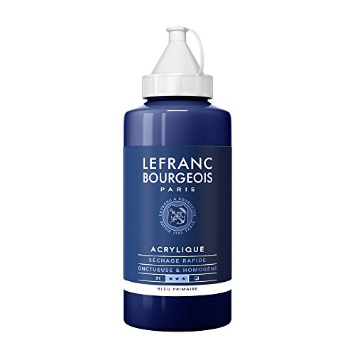 Lefranc Bourgeois 300414 Fine Acrylfarbe - Primärblau, 750ml Flasche, cremige Acrylfarbe auf Wasserbasis, schnell trocknend, lichtecht, wasserfest von Lefranc Bourgeois