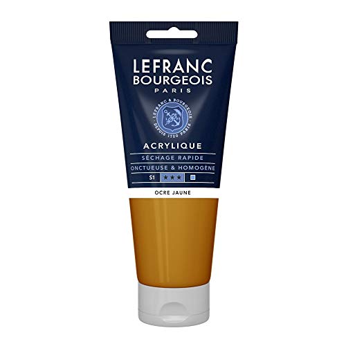 Lefranc Bourgeois 300471 Fine Acrylfarbe - Gelber Ocker, 200ml Tube, cremige Acrylfarbe auf Wasserbasis, schnell trocknend, lichtecht, wasserfest von Sundeer