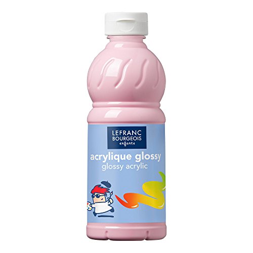 Lefranc Bourgeois 188145 Glossy Kinder - Acrylfarbe, gebrauchsfertige flüssige Acrylfarbe, glänzend und wasserfest, Ideal auf Papier, Karton, Holz, Gips, Metall, Plastik, 500ml Flasche - Bonbonrosa von Lefranc Bourgeois