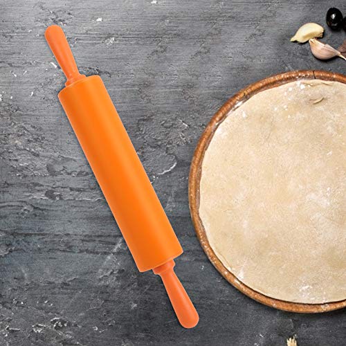 12 Zoll Silikon-Rolling Pin in Lebensmittel Qualität, Silikon-Rolling Pin, Bunter Griff, Rolling Pin, ohne Stock, Silikon, Rollen für Küchen Torte zu Hause (Orange) von Leftwei