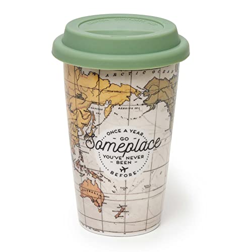 Legami - Sie wollen den Amerikaner, Tasse aus Porzellan, New Bone China, doppellagig, 300 ml, Thema Travel, hält Getränke warm, spülmaschinenfest von LEGAMI