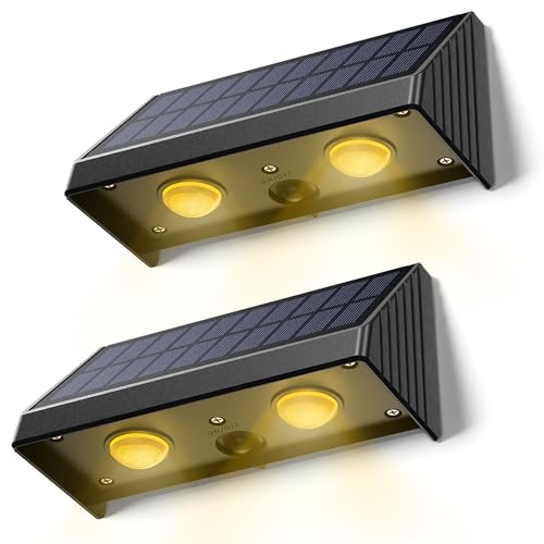 LeiDrail Solarleuchten für Außen, Super Helle Solar Wandleuchten Wandleuchte Aussen, 5 Modes Dekorative Aussen Lichter Wasserdicht für Wand Hinterhof Garten Veranda Deck Patio Zaun Geländer (2 Pack) von LeiDrail