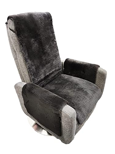 Sesselschoner Lammfell Premium Sesselauflage Relax, Sesselschutz - Breite 50 cm (Länge 160 cm + Armlehne, Schiefer) von Leibersperger