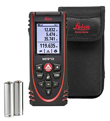 Leica DISTO X3 – robuster Laser Entfernungsmesser (Schutzklasse IP65) mit Bluetooth (App-Nutzung) für Distanzmessungen unter härtesten Bedingungen (Innenbereich mit 150 m Reichweite) von Leica
