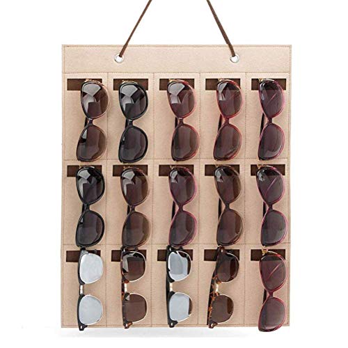 Leikance Brillen-Organizer zum Aufhängen, Filz, Sonnenbrillen-Organizer, Wandmontage, 15 Fächer, 40 x 50 cm von Leikance