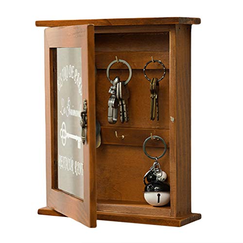 Leikance Kreativer Schlüsselschrank, Holz-Schlüsselschrank, Wandbox, schöne langlebige Retro-Glastür, Schlüssel-Aufbewahrungsbox von Leikance
