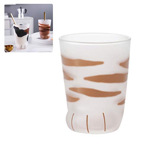 Leikance Süße Katzentatzen-Glas-Tasse, Tiger-Poten-Tasse, Büro, Kaffee, Frühstück, Milchglas-Tasse, Geschenk von Leikance