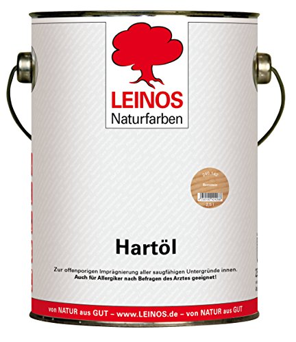 LEINOS Holzöl 2,5 l | Hartöl Bernstein für Tische Möbel Arbeitsplatten | Teak Eiche Möbelöl für effektive Versiegelung und langanhaltenden Schutz im Innenbereich von Leinos Naturfarben
