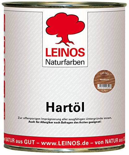 LEINOS Holzöl 750 ml | Hartöl Nussbaum für Tische Möbel Arbeitsplatten | Teak Eiche Möbelöl für effektive Versiegelung und langanhaltenden Schutz im Innenbereich von Leinos Naturfarben