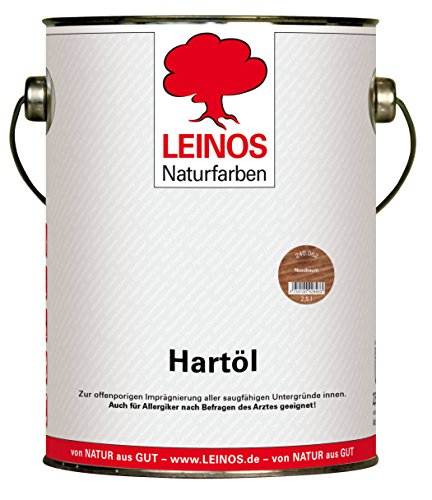 LEINOS Holzöl 2,5 l | Hartöl Nussbaum für Tische Möbel Arbeitsplatten | Teak Eiche Möbelöl für effektive Versiegelung und langanhaltenden Schutz im Innenbereich von Leinos Naturfarben