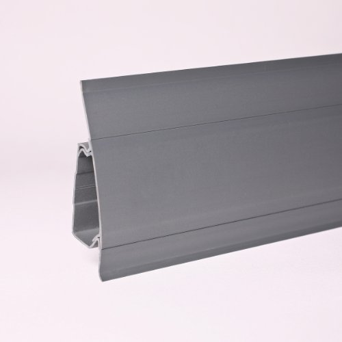 25 Meter Kunststoffsockelleiste Duo-Soft Flexleiste 64mm grau All Inclusive Paket von Leiste24