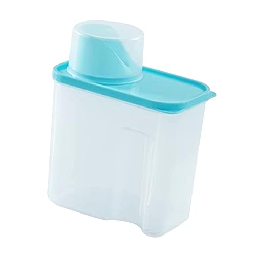 Leisurealeaneag Waschpulverbehälter, transparent, für Waschpulver, Aufbewahrungsbox für Schrank, Schrank, 2 l, Blau, 15 x 8,5 cm von Leisurealeaneag