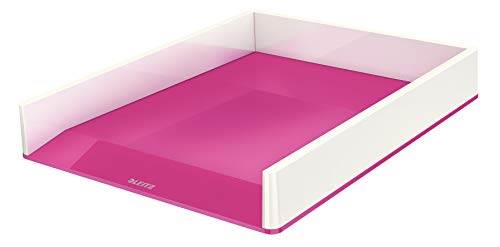 Leitz Briefkorb A4, Zweifarbiges Design, Weiß/Pink, Duo Colour, WOW, 53611023 von Leitz