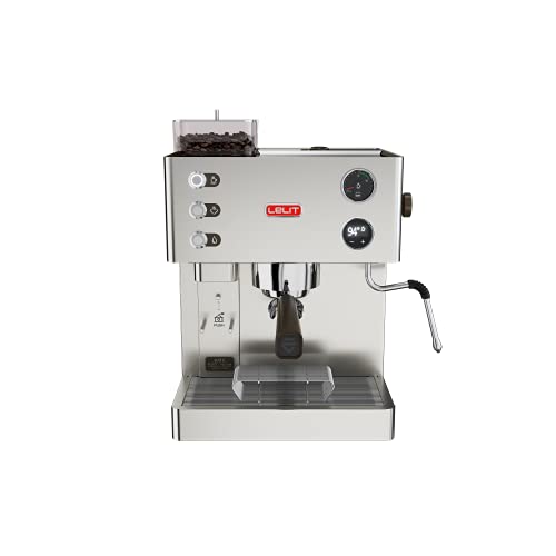 Lelit Kate PL82T, Prosumer-Kaffeemaschine mit Mahlwerk und LCC Display zur Parametersteuerung, Edelstah, 0,35 kg, Silber von Lelit