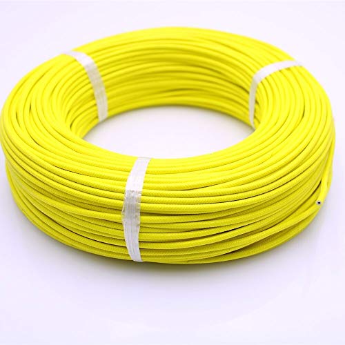 Lcuihong-Kupferkabel Hitzebeständige 300 ° C Glasfaser geflochten Hochtemperatur-Silikondraht und -Kabel, 0,3 mm-4 mm 6mm, Länge 1m Weich und stark (Color : Yellow, Specification : 0.3mm22AWG) von Leloo