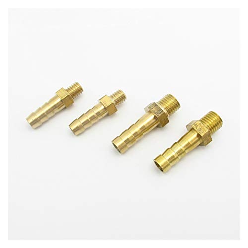 Luiho-Brass 5PCS, 2.5mm 3mm 4mm 5mm 6mm 8mm 10mm OD Schlauchanschluss M3 M4 M5 M6 M8 Metric Außengewinde Messing Rohrfitting, stark und robust (Color : M4 to 4mm) von Leloo