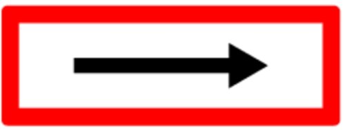 LEMAX® Aufkleber Feuerwehrschild, Richtungspfeil - DIN 4066 Folie selbstklebend weiß/schwarz/Randfarbe: rot 297x105mm von LEMAX