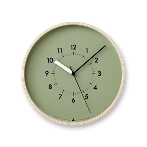 Lemnos Wanduhr Awa Clock-Soso/Designer Wanduhr ohne Tickgeräusche aus Japan/Wanduhr modern mit schleichender Sekunde/Küchenuhr, Uhr Wohnzimmer/Clock – Farbe grün von Lemnos