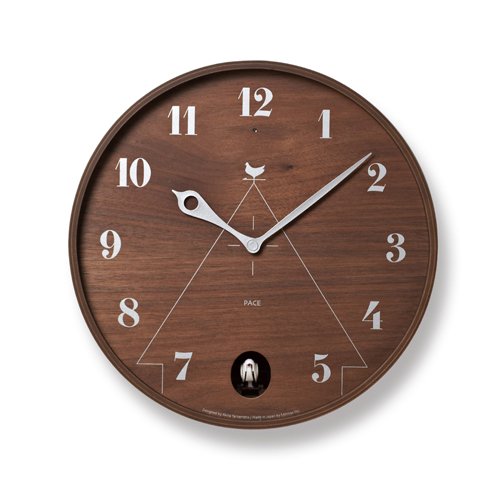 Lemnos Kuckucksuhr PACE/Designer Cuckoo Clock aus Japan/Kuckucksuhr mit Batterie und Lichtsensor/Vogeluhr aus Holz/Kuckucksuhr modern Design - Farbe braun von Lemnos