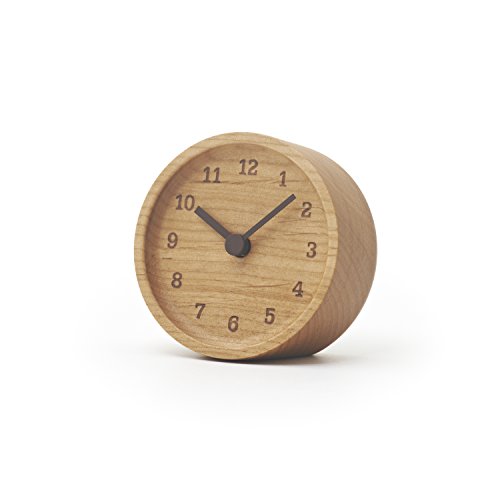 Lemnos Tischuhr Muku aus Erle/Analoge kleine Uhr zum Hinstellen ohne Ticken/Uhr Tisch in japanischer Qualität aus Holz gefertigt/Stehuhr batteriebetrieben von Lemnos
