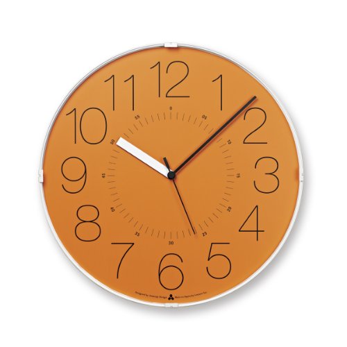 Lemnos Wanduhr Awa Clock Cara/Designer Wanduhr ohne Tickgeräusche aus Japan/Wanduhr modern mit schleichender Sekunde/Küchenuhr, Uhr Wohnzimmer/Clock – Farbe orange von Lemnos
