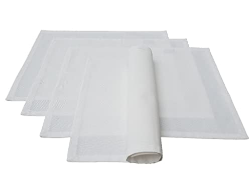 Hochwertiges Platzset Platzdeckchen 4 Stück aus 100% Baumwolle Kollektion Konzept, Farbe & Größe wählbar (Platzset 4er Set - 46x36cm, Weiß) von Lemos Home