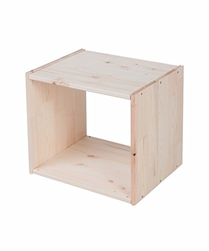 Lenmar Regalwürfel Cube, Grundmodul Fichte Natur, Regalwürfel aus Massivholz, erweiterbar zum Regal, Raumteiler, Bücherregal (1. Stück H: 39 x B: 45,6 x T: 35) von Lenmar