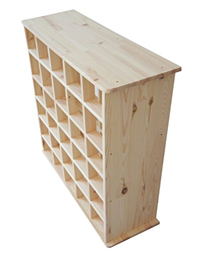 Lenmar Weinregal/Flaschenregal System Gitter XXL für 30 FL. 0,7l oder 30 FL. 1,0l, Holz Kiefer Natur, stapelbar/erweiterbar - H 75 x B 75 x T 26,5 cm von Lenmar