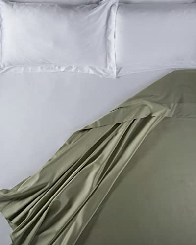 LENZUOLISSIMI - Bettlaken für Kingsize-Bett, Baumwollsatin, Fadenzahl 300, 270 x 290 cm, hergestellt in Italien, Salbeigrün von Lenzuolissimi