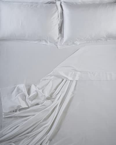 LENZUOLISSIMI - Bettlaken für Kingsize-Bett, Baumwollsatin, Fadenzahl 300, 270 x 290 cm, hergestellt in Italien, Weiß von Lenzuolissimi