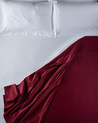 LENZUOLISSIMI - Bettlaken für Doppelbett aus Satin-Baumwolle, Fadenzahl 300, 270 x 290 cm, hergestellt in Italien – Bordeaux von Lenzuolissimi
