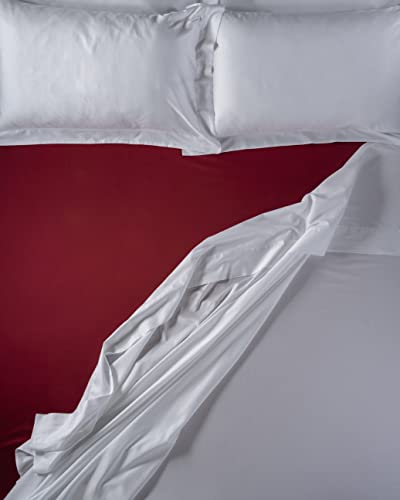 LENZUOLISSIMI - Bettwäsche aus Satin-Baumwolle, Fadenzahl 300, für Doppelbett, 160 x 200 cm, hergestellt in Italien – Bordeaux von Lenzuolissimi